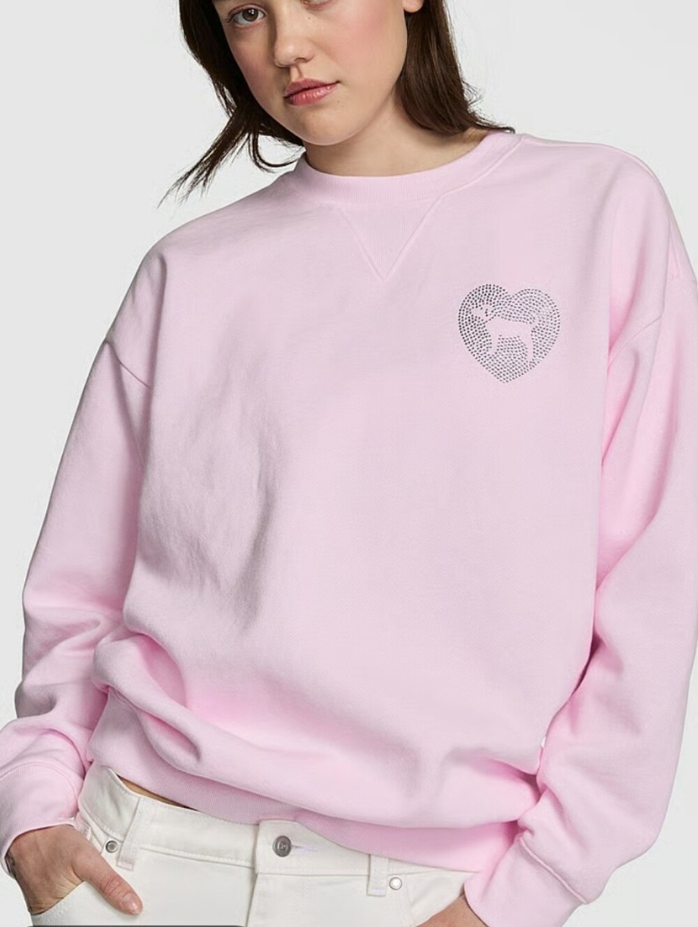 NWT Victorias Secret PINK Ivy Fleece Oversized Crew Sweatshirt Sz Med